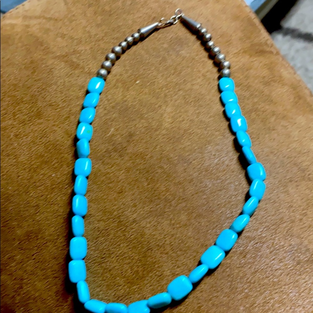 Turquoise and sterling silver choker